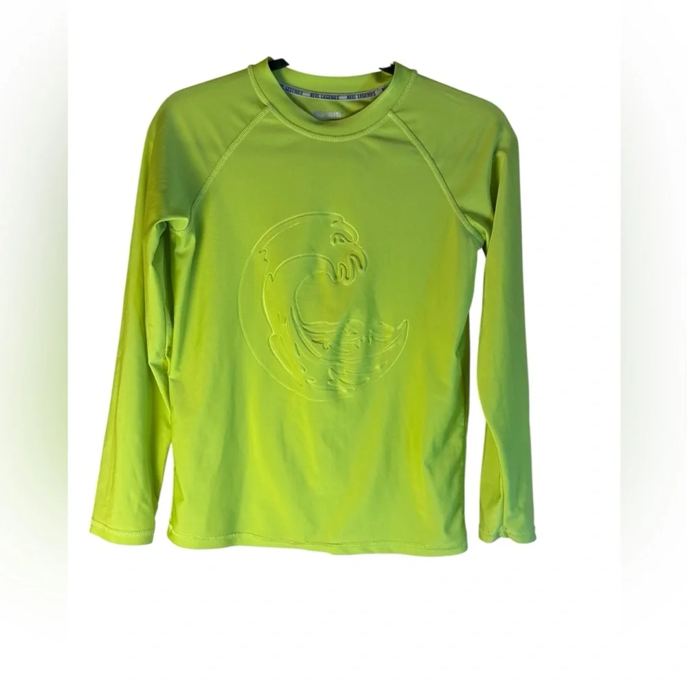 Reef Legends Boys XL 16 Rash Guard Lime Green Wave Sun Shirt UPF 50+ Performance - Picture 2 of 11